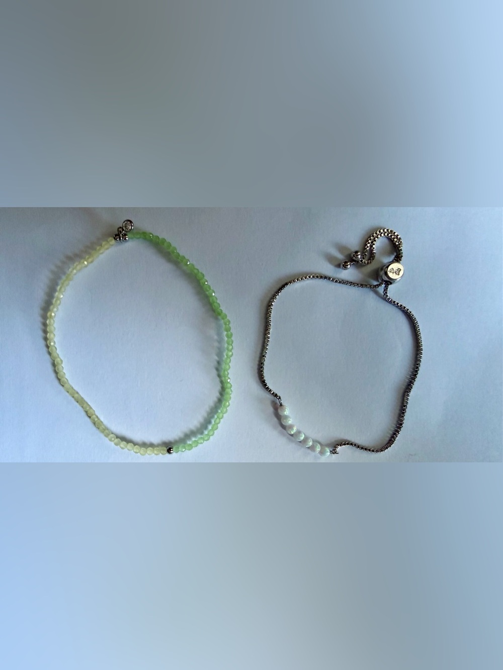 Pura Vida Pale Green and White Beaded Bracelet Duo